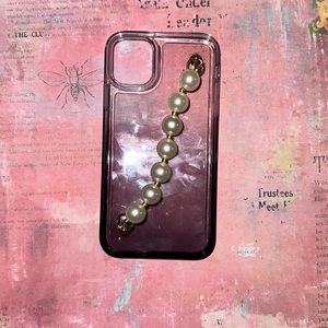 iPhone 11 phone case w/pearl strap